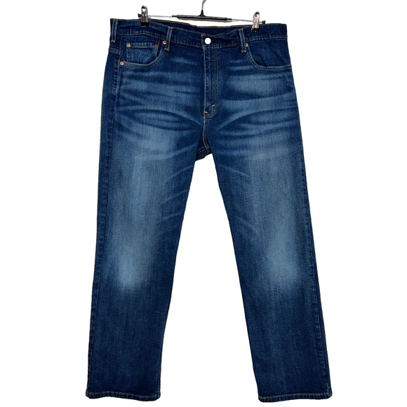 Levis 569 Jeans Mens 38x32 Blue Dark Wash Straight Leg Stretch Workwear Denim - Picture 1 of 9